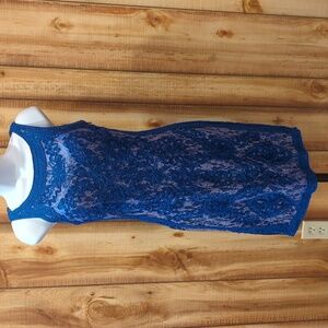 "Cinderella Divine" Royal Blue Lace Cocktail Homecoming Sleeveless Dress Size XS